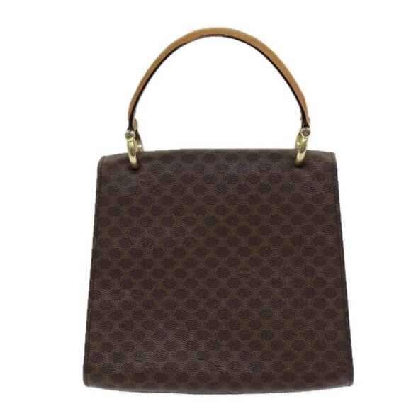 CELINE Macadam Canvas Hand Bag PVC Leather Brown Gold - Picture 2 of 16